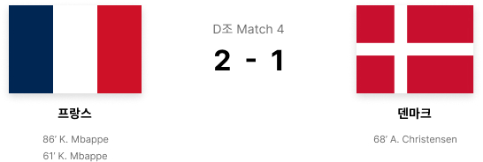 Group D Match 4 France Denmark 2-1