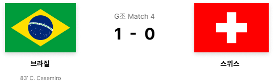 Group G Match 4 Brazil Switzerland 1-0